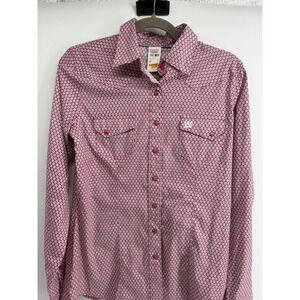NWT Cinch Womens Pink Geometric Medallion Western Snap Shirt MSW9201040 Size M